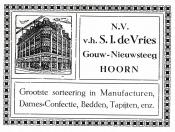 advertentie - N.V. v.h. S. I. de Vries Manufacturen