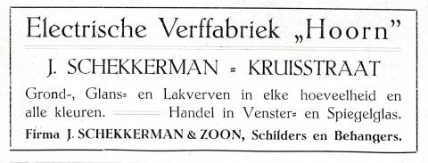advertentie - Electrische Verffabriek Hoorn. J. Schekkerman