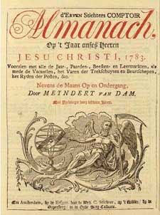 Titelpagina van de Almanach voor het jaar 1783 door Meyndert van Dam.