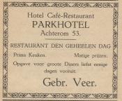 advertentie - Hotel Café-Restaurant Parkhotel