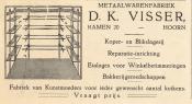 advertentie - Metaalwarenfabriek D. K. Visser