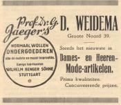 advertentie - D. Weidema -  Dames en Heeren Modeartikelen