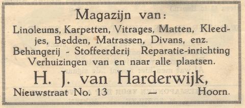 advertentie - H. J. van Harderwijk -  Verhuizingen Stoffeeringen