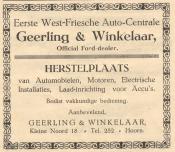 advertentie - Geerling & Winkelaar -  Eerste West-friesche Auto-Centrale