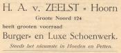 advertentie - H.A. v. Zeelst - Burger- en Luze Schoenwerk