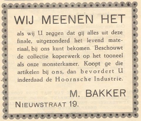 advertentie - Koperwerk M. Bakker