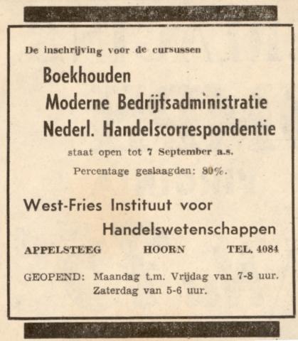 advertentie - West-Fries Instituut voor Handelswetenschappen