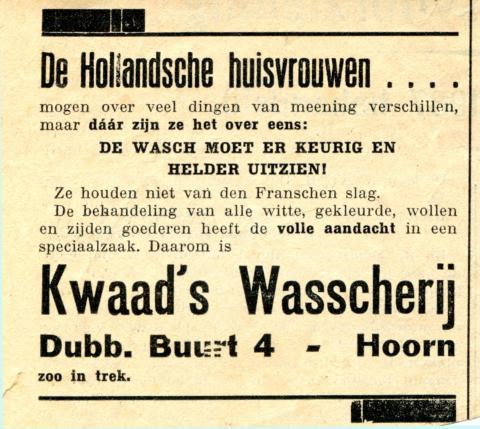 advertentie - Kwaad's wasserij   (niet met de  fransche slag))