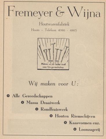 advertentie - Fremeyer en Wijna  Houtwarenfabriek