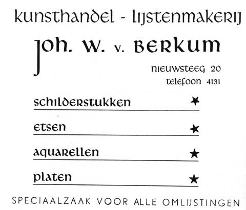 advertentie - Joh. v. BERKUM