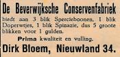 advertentie - Conserven  Dirk Bloem